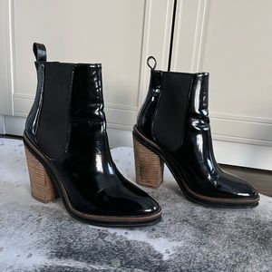 Aldo Black Patent Leather Booties